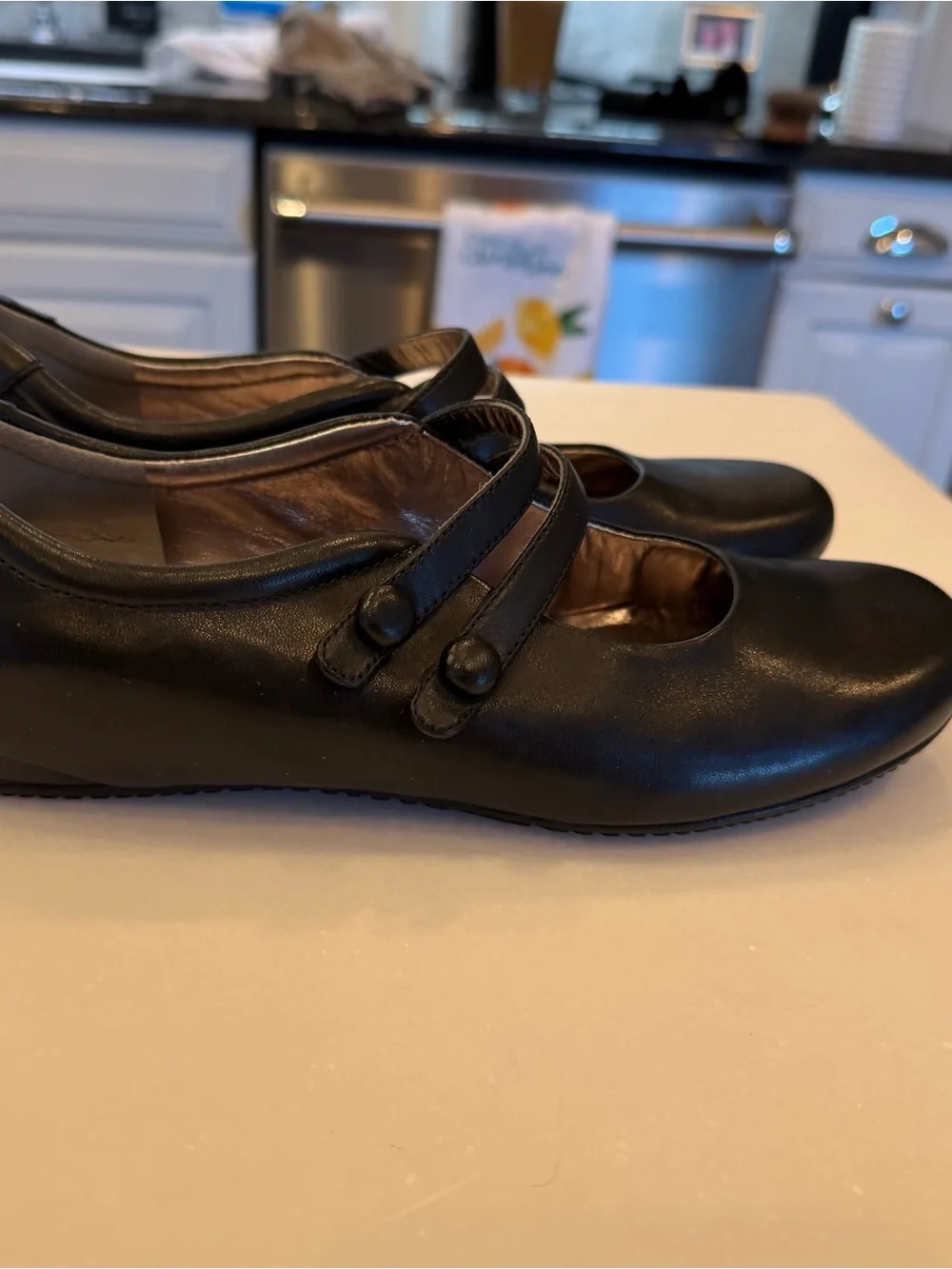 Ecco Women’s Double Strap Mary Jane Flats Black Leather Sz US 8-8.5 EU 39